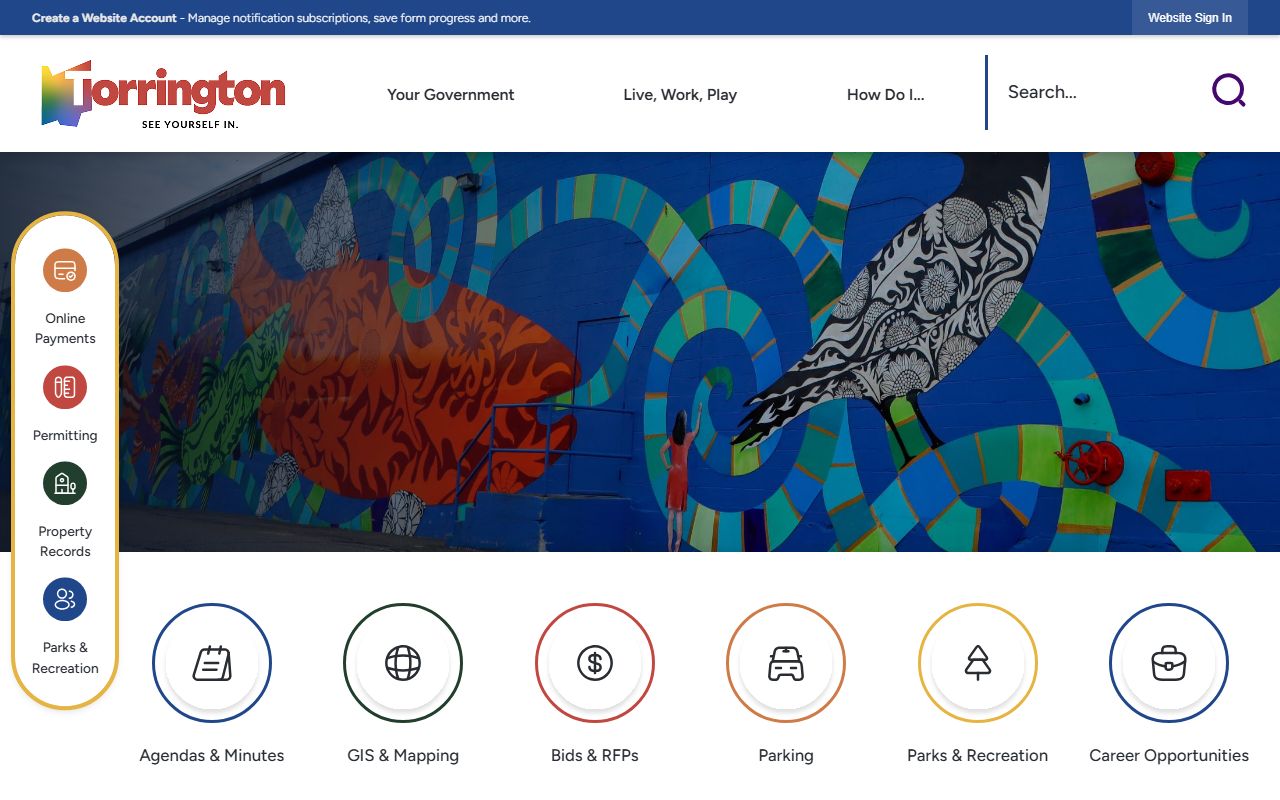 Torrington city website with links to town clerk services